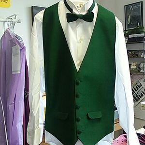 Hunter Green Childs backless vest and tie set